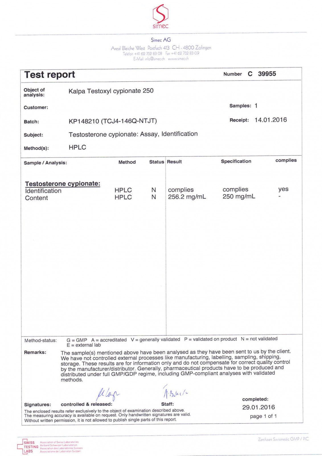 Kalpa Pharmaceuticals Testoxyl Cypionate Lab Report